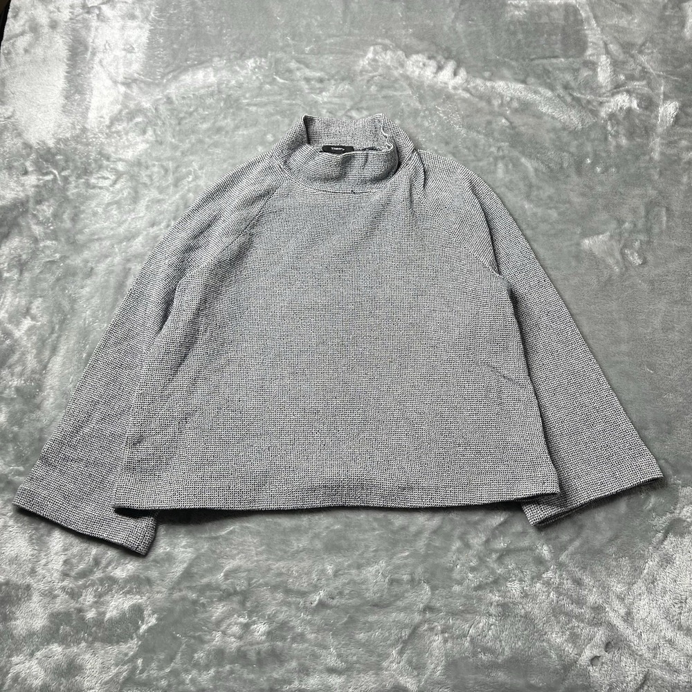 THEORY Sweater Women Size Medium Knit Regal Wool Mock Neck Grey - Picture 2 of 8